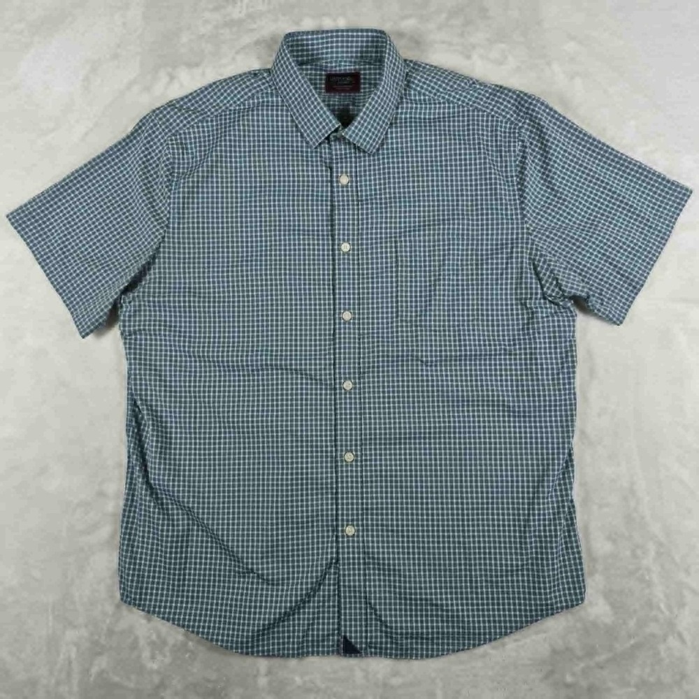 UNTUCKit Button Up Shirt Men's XL Blue Check Performance Stretch Nylon Casual